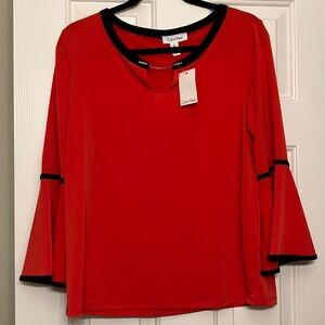 Calvin Klein Vibrant Red Flare Sleeve Blouse